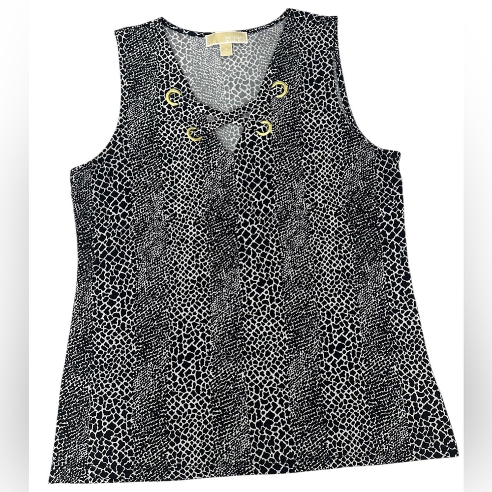 Michael Kors Black and White Patterned Tank Top